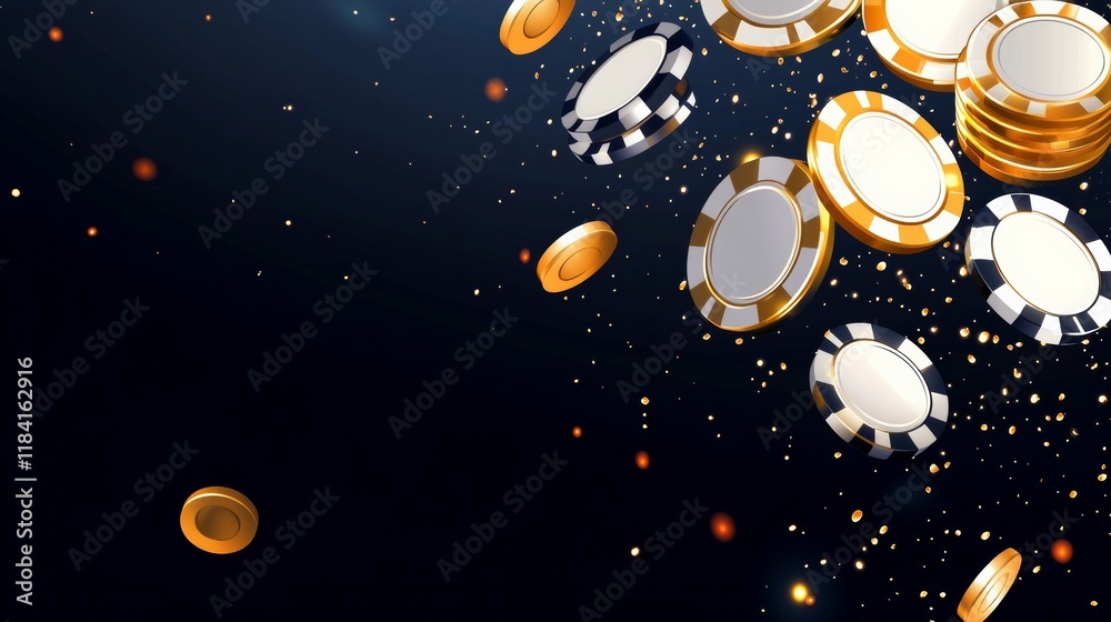Fototapeta premium abstract jackpot bonus effect on dark background concept, Gold and white vector graphic style