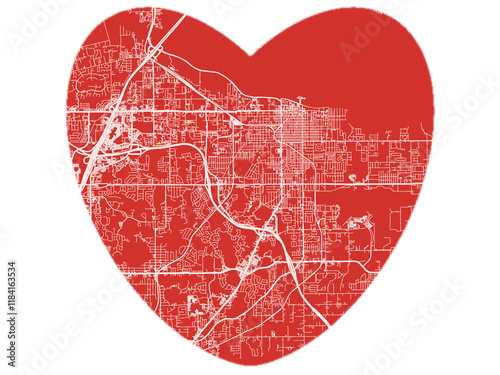 Heart-Shaped Map of Sanford  Florida, USA in Bold Red and White Design. photo