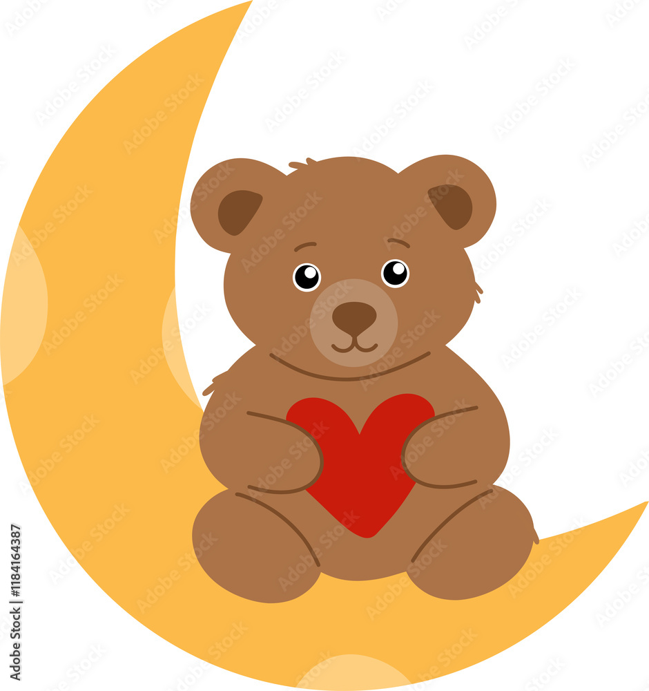 teddy bear with heart on a moon teddy bear with heart on a moon