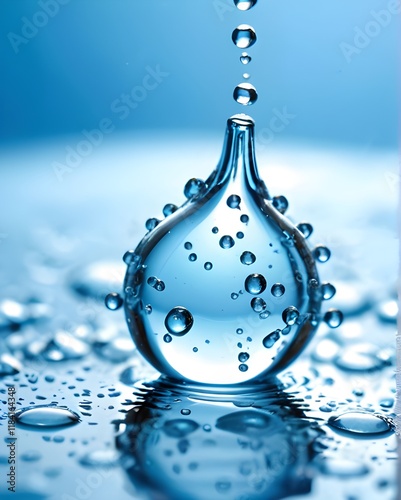 A drop of water falling into the water. photo