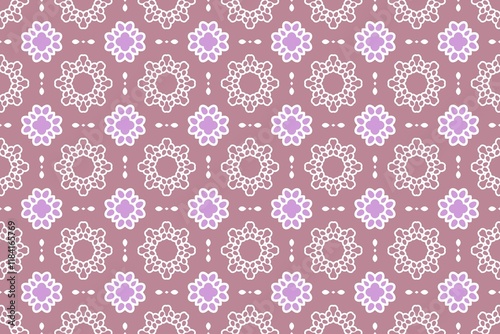 Intricate Lace-Inspired Floral Seamless Pattern in Soft Pink and Purple.
