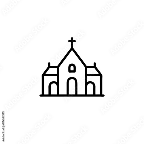 Monastery line Icon, transparent background