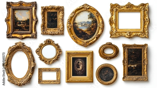 Ornate Gold Antique Frames: A Gallery of Vintage Art and Classic Elegance photo