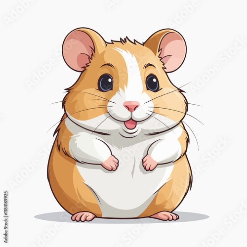 Cute cartoon hamster, Cute hamster character. cartoon drawing, label, vector illustration.