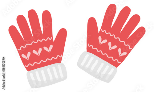  gants rouge mignons avec des motifs pour la saison hivernale.