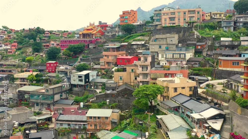 TAIWAN, CHINA - JANUARY 7, 2025: Exploring the unique hillside houses and winding paths of a traditional village TAIWAN, CHINA - JANUARY 7, 2025: Exploring the unique hillside houses and winding paths of a traditional village