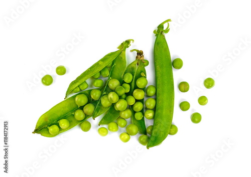 Billede på lærred Fresh green peas isolated