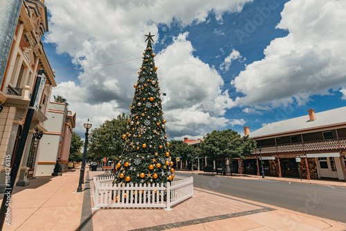 Large Christmas tree on display in the town centre of Mudgee NSW photo