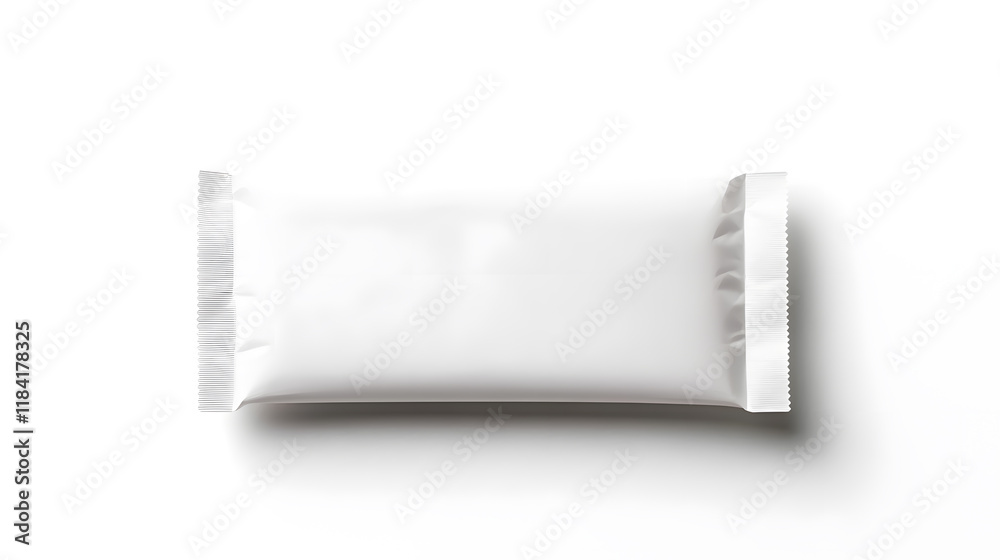 Top view bar snack white packaging mock up, isolated on white background. Top view bar snack white packaging mock up, isolated on white background.