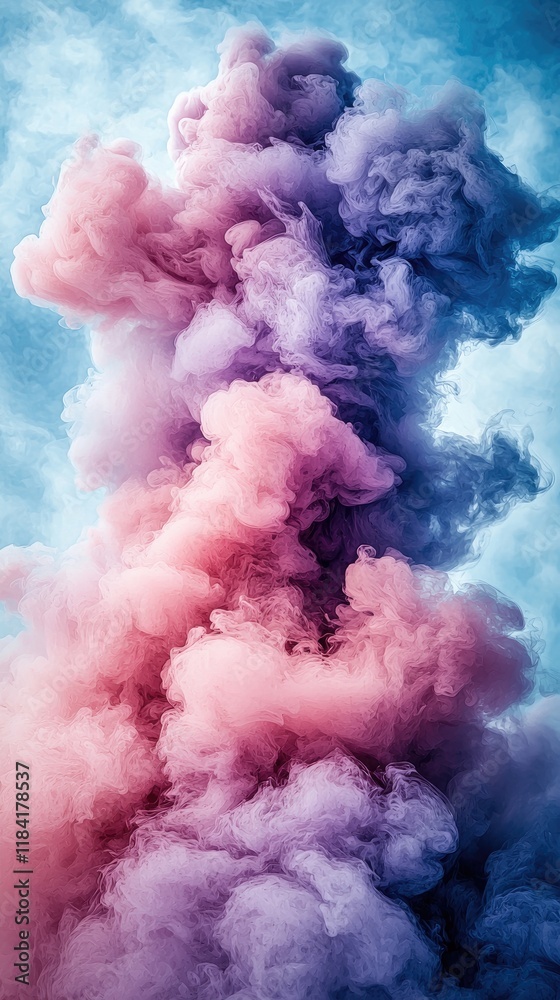 Naklejka premium Watercolor Pastels: Soft watercolor splashes in pastel shades of pink, lavender, and pale blue blending together in an abstract pattern