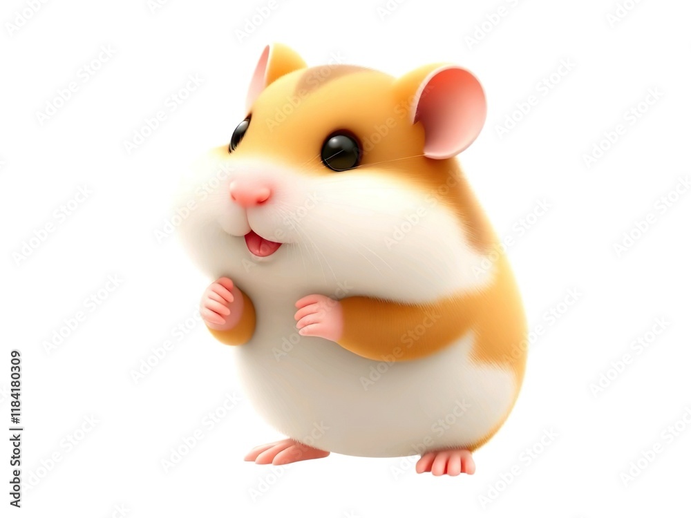 Happy cute cartoon hamster 3d rendering illustration Happy cute cartoon hamster 3d rendering illustration