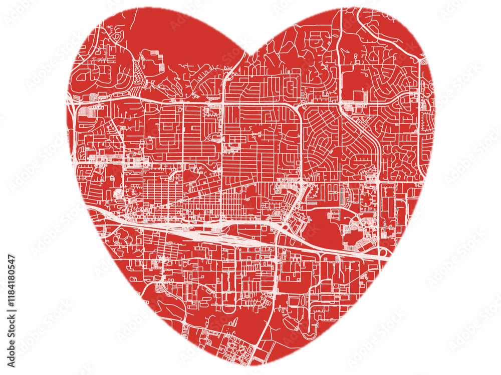 Heart-Shaped Map of Sparks Nevada, USA in Bold Red and White Design. Heart-Shaped Map of Sparks Nevada, USA in Bold Red and White Design.