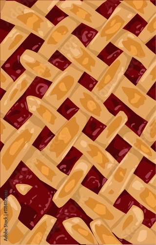 Delicious Strawberry pie close up texture pattern background