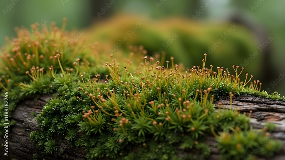 Close-up Peach Colored Moss on Tree Bark, Detailed Nature Texture Photography Close-up Peach Colored Moss on Tree Bark, Detailed Nature Texture Photography