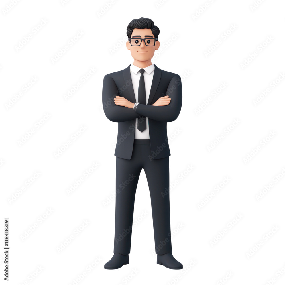 Professional man in suit with crossed arms, exuding confidence and authority Professional man in suit with crossed arms, exuding confidence and authority