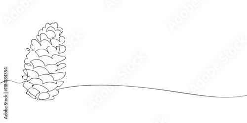 A single line drawing of a cone. Continuous line fir cone icon. One line icon. Vector illustration.