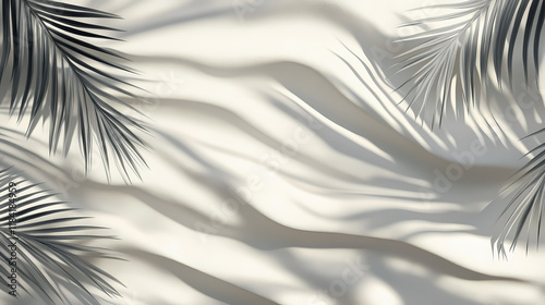 Palm leaves casting shadows on a white. Sunshadow. Illustration photo