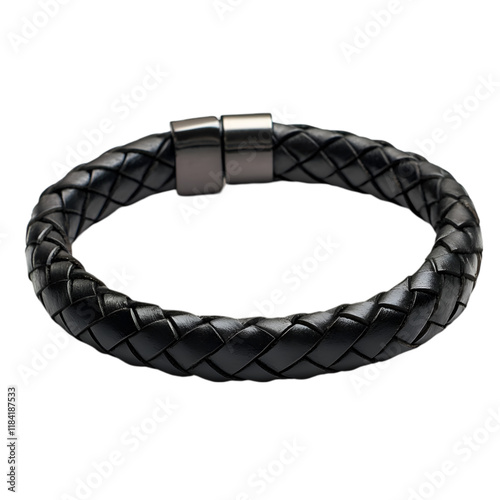 Stylish Black Leather Bracelet for Men - Handmade Woven Design Statement Accessory