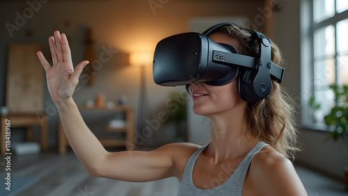 Virtual reality fitness game for exercise. Ultra-realistic VR workout experience. Get fit with immersive virtual reality. Best VR games for effective home fitness. photo