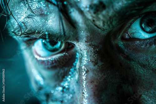 Creepy Intense Maniac with Disturbing Makeup Close-Up Generative AI