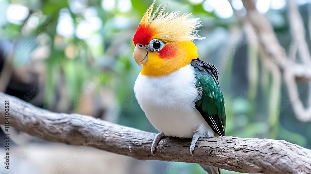 Colorful Parrot Bird on Branch Exotic Avian Wildlife Colorful Parrot Bird on Branch Exotic Avian Wildlife