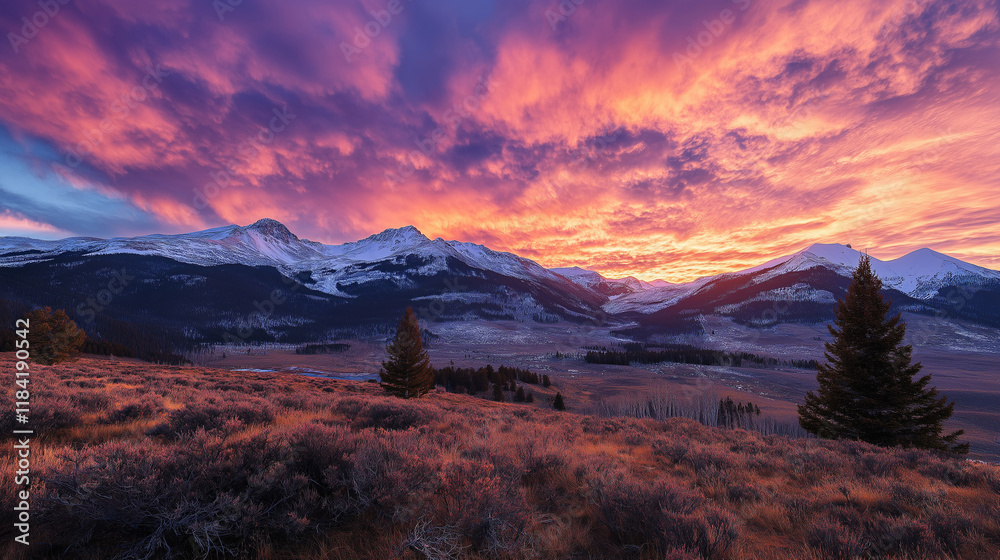 sunrise in the mountains in the winter , nature sunrise in the mountains in the winter , nature