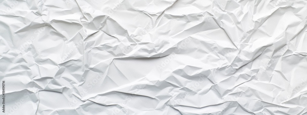Fototapeta premium Crumpled white paper texture background ideal for design and print applications with abstract patterns and ample blank space for creativity