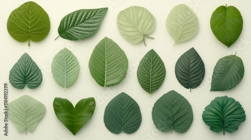 3D render comparing leaves from different plant species, highlighting variations in shape and structure.