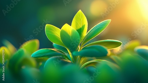 3D render of a thriving ecosystem with diverse plant and animal life, highlighting biodiversity.