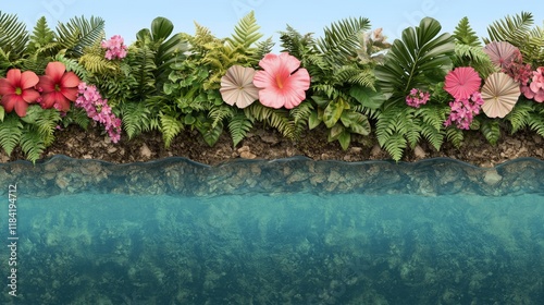 3D illustration depicting the role of transpiration in the water cycle, highlighting its importance for ecosystems.