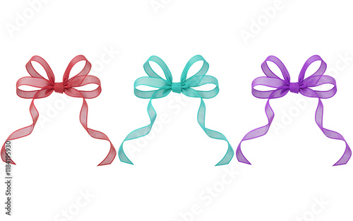 set of ribbon bow on a transparent background