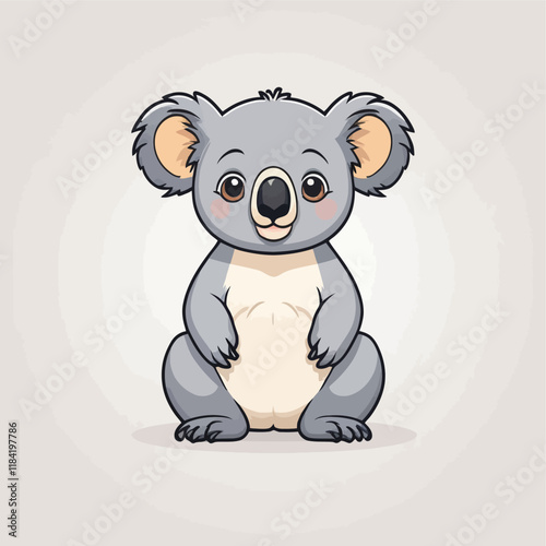 Cute cartoon koala, Cute koala character. cartoon drawing, label, vector illustration.