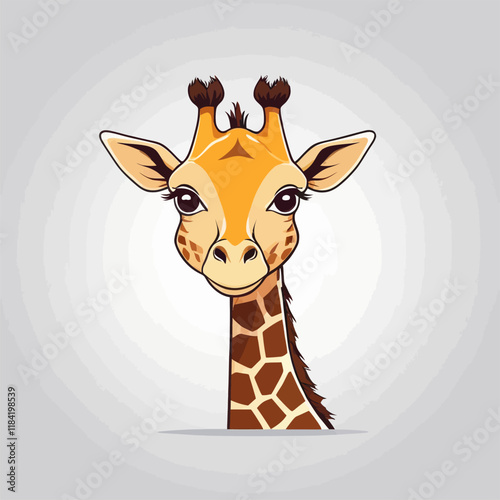 Cute cartoon giraffe, Cute giraffe character. cartoon drawing, label, vector illustration.