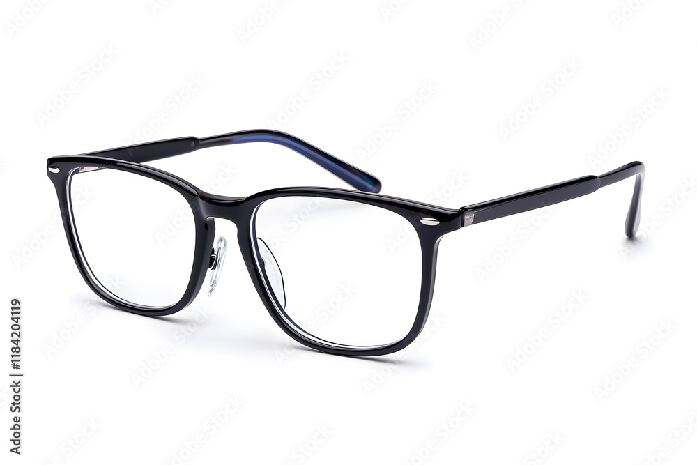 Classic, black-rimmed eyeglasses mock up isolated on white background