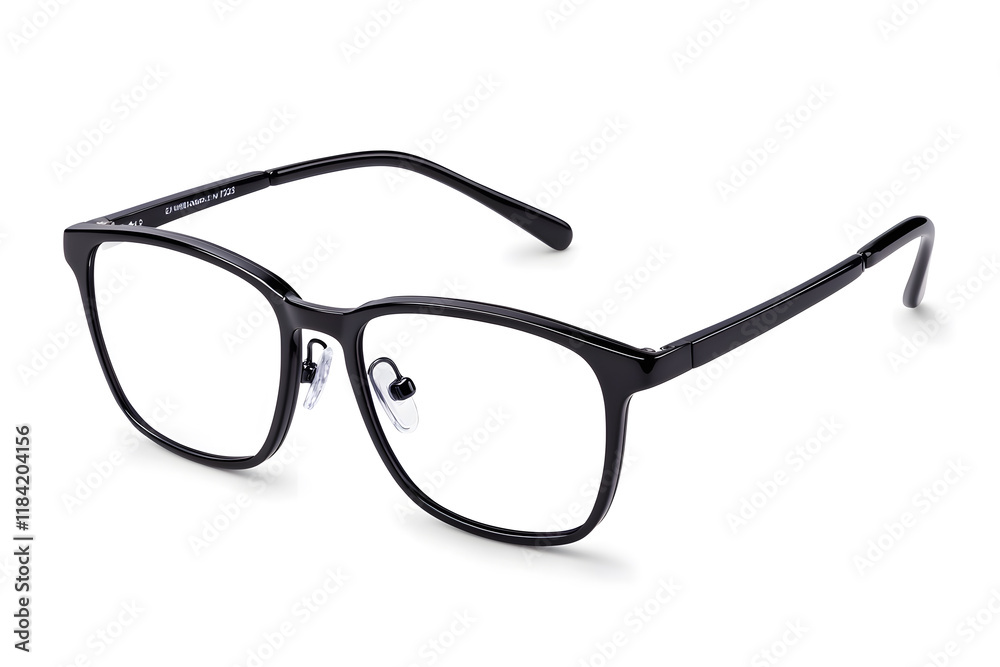 Classic, black-rimmed eyeglasses mock up isolated on white background