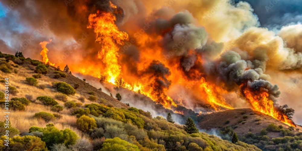 Wildfire Burns Through a Dry Landscape Wildfire Burns Through a Dry Landscape