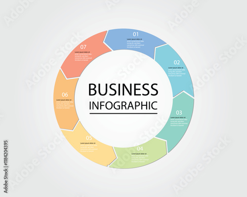 Business Infographic modern design template for banners and infographics for 7 circle arrow step