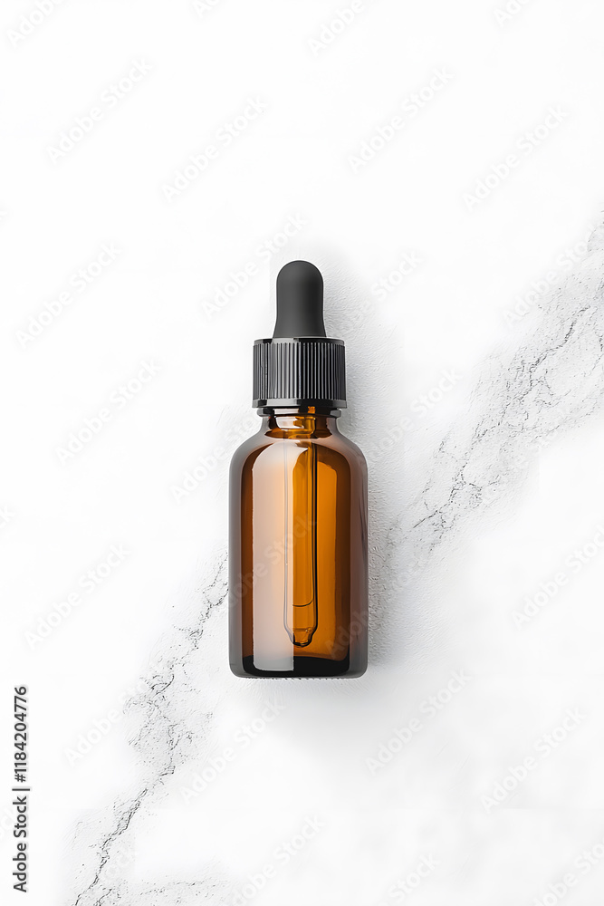 Fototapeta premium Dropper bottle with black cap mock up isolated on white background