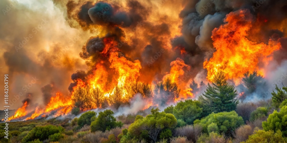 Wildfire Blaze Engulfs Forest in Fiery Inferno Wildfire Blaze Engulfs Forest in Fiery Inferno