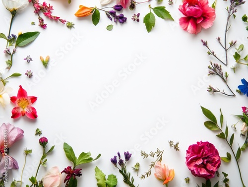 Colorful Flowers Arranged in a Frame Border Design