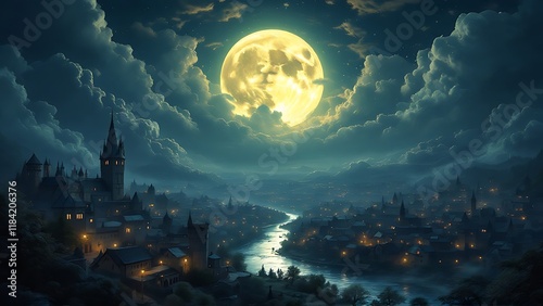 Night cloud enviroment mistic pith ornamental patterns
