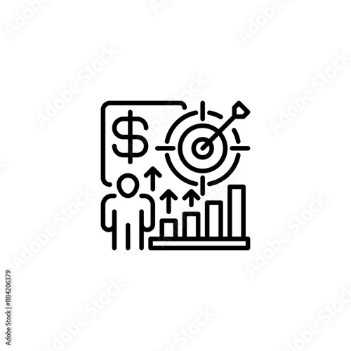 Financial Goal line icon. Universal creative premium symbol. Vector sign icon logo template. Vector illustration