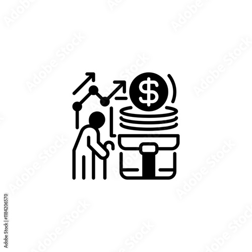 Retirement Fund line icon. Universal creative premium symbol. Vector sign icon logo template. Vector illustration