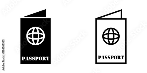 Passport set icon on white background