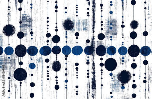 Minimalist Watercolor Block Print Line Art – White and Indigo Geometric Patterned Grid Design for Modern Artistic Decor and Creative Digital Projects