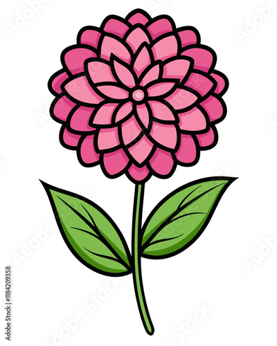 Zinnia Flower Vector Illustration, Vibrant Botanical Floral Design