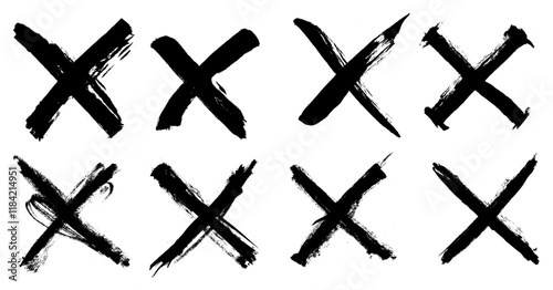 X Cross Grunge Brush Stroke Vector Set