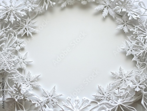 White Snowflake Decorations Frame Winter Background