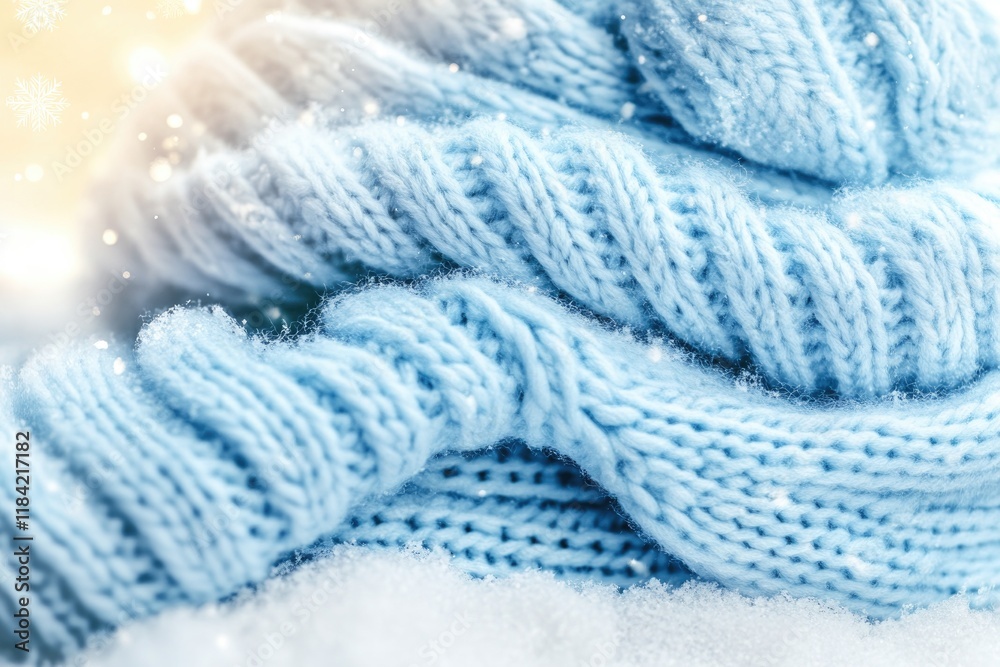 Stylish woman embraces winter with a fashionable blue knit sweater while surrounded by soft snowflakes, showcasing youthful winter fashion effortlessly Stylish woman embraces winter with a fashionable blue knit sweater while surrounded by soft snowflakes, showcasing youthful winter fashion effortlessly