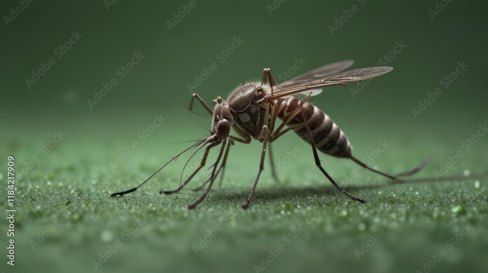 Close-up of a mosquito on a green surface. (1) Close-up of a mosquito on a green surface. (1)